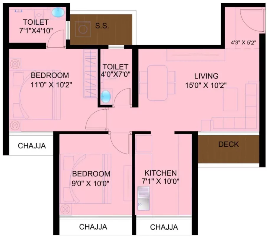 Satyam Peace of Mind Kharghar 2 bhk unit plan